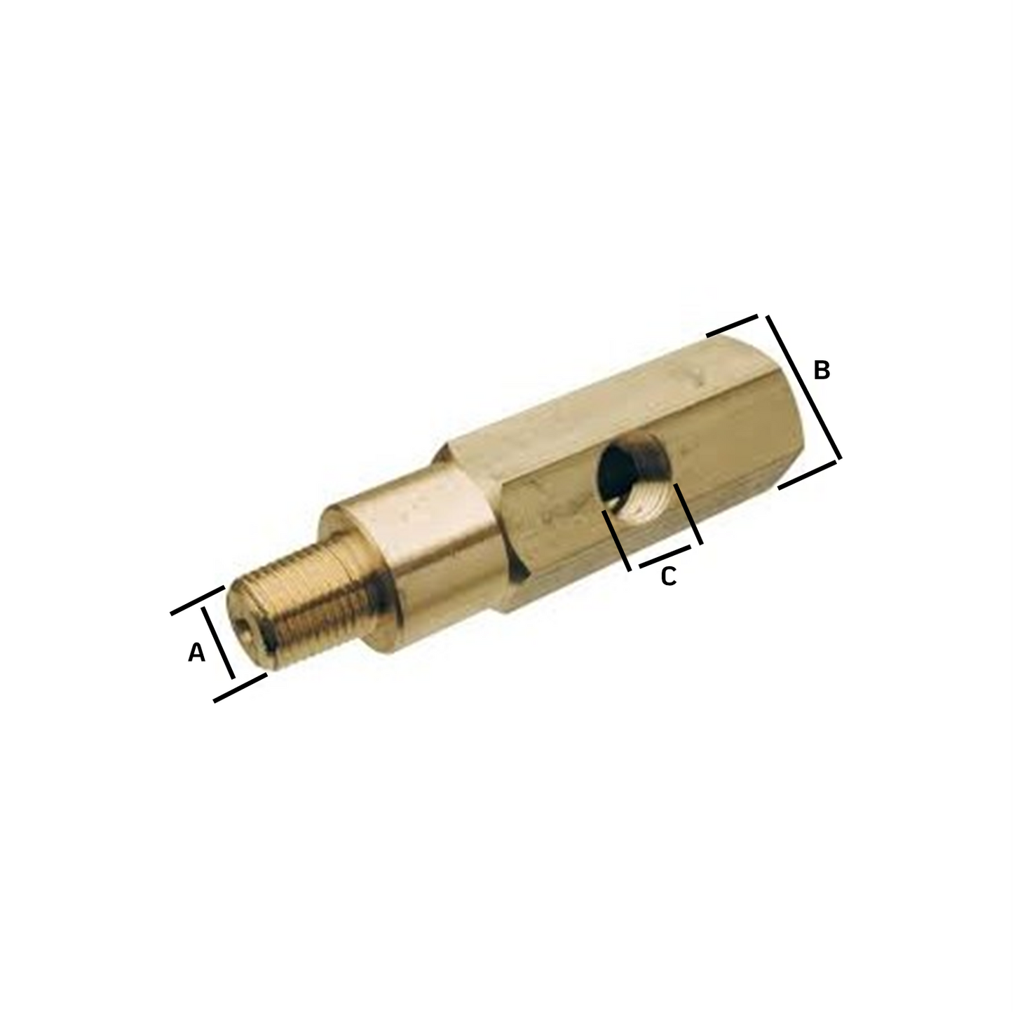 T-Piece Adaptor. Brass. Oil. 1/8"-27NPTF x 1/8"-27NPTF x 1/8"-27NPTF, 66mm