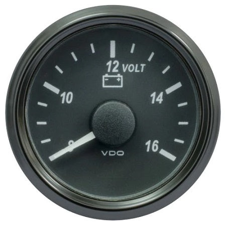 Voltmeter, Single Viu, 52mm, Range 8-16V