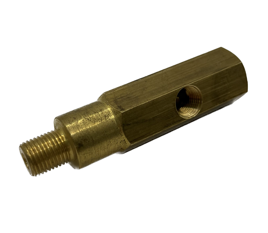 T-Piece Adaptor. Brass. Oil. M10x1.0 x M10x1.0 x 1/8"-27NPTF, 66mm