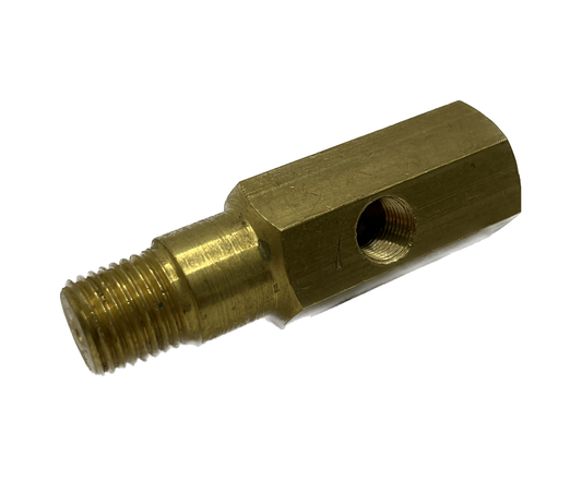 T Piece Adaptor. Brass. Oil. M14X1.5 x M14x1.5 x 1/8"-27NPTF, 66mm