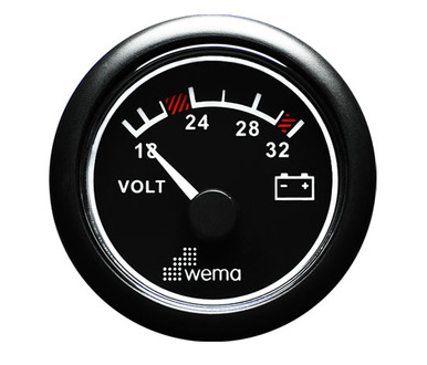 WEMA  VOLTMETER RANGE 16-32  24V  PLASTIC CASE AND BEZEL 52MM