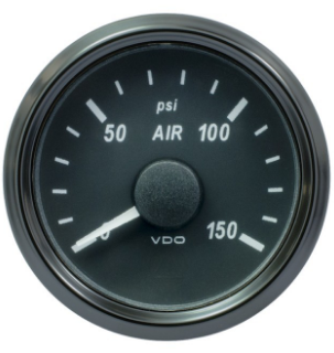 Pressure Gauge (Air), Single Viu, 52mm, 12/24V, Range 0-150 PSI, 10-180 oHms