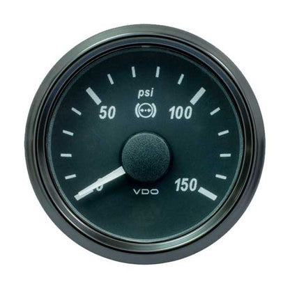Pressure Gauge (Brake), Single Viu, 52mm, 12/24V, Range 0-150 PSI, 10-180 oHms