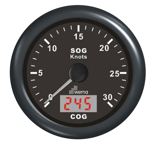 WEMA GPS SPEEDO 30 KNOT 85MM 12/24V ANTENNA INCLUDED