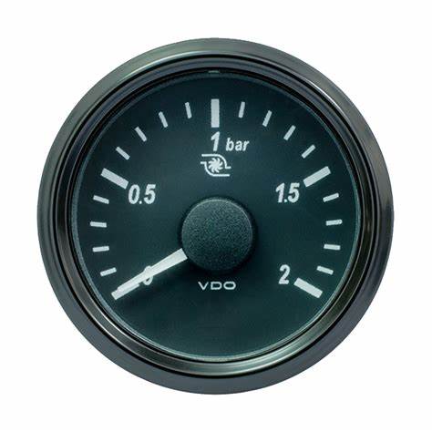 Pressure Gauge (Turbo), Single Viu, 52mm, 12/24V, Range 0-2 Bar, 10-180 oHms