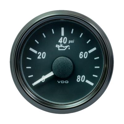 Pressure Gauge (Oil), Single Viu, 52mm, 12/24V, Range 0-80 PSI, 10-180 oHms